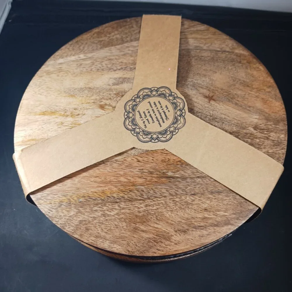 Wood Round Serving Boards or Trivets set of 2 (NWT)